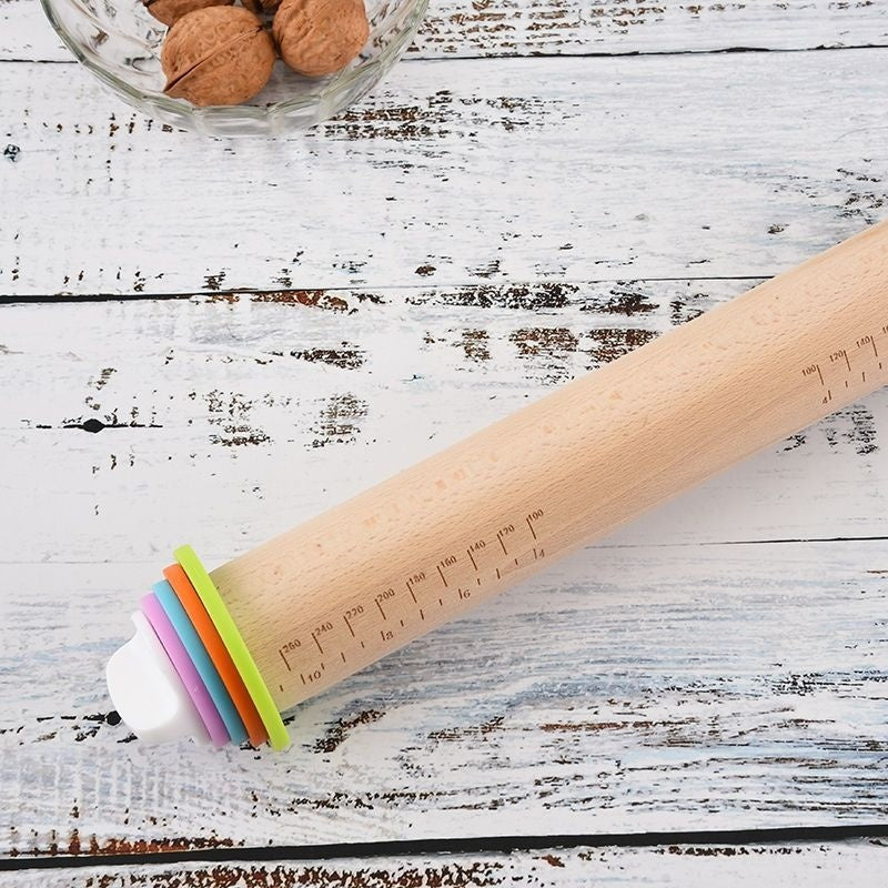 Adjustable Beech Rolling Pin for All Your Baking Needs