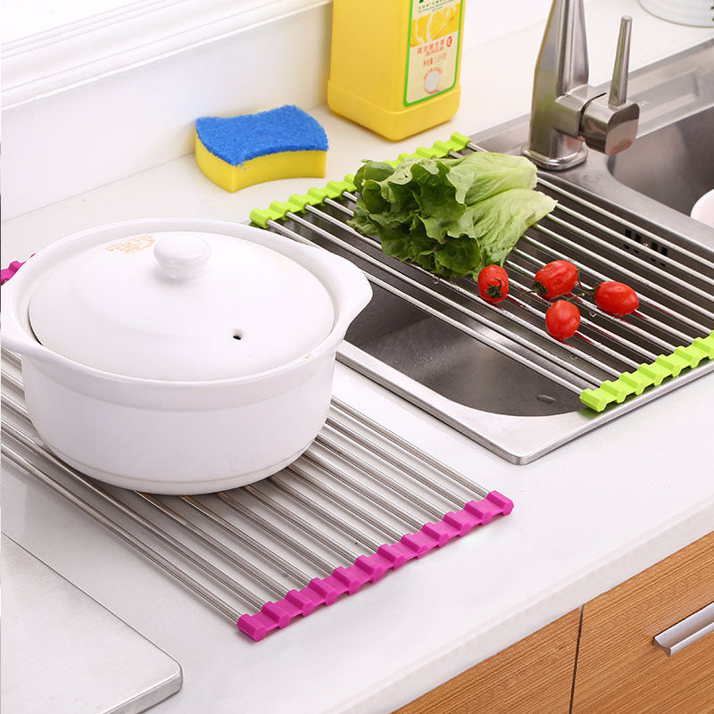 Foldable Stainless Steel Sink Dish Drying Rack