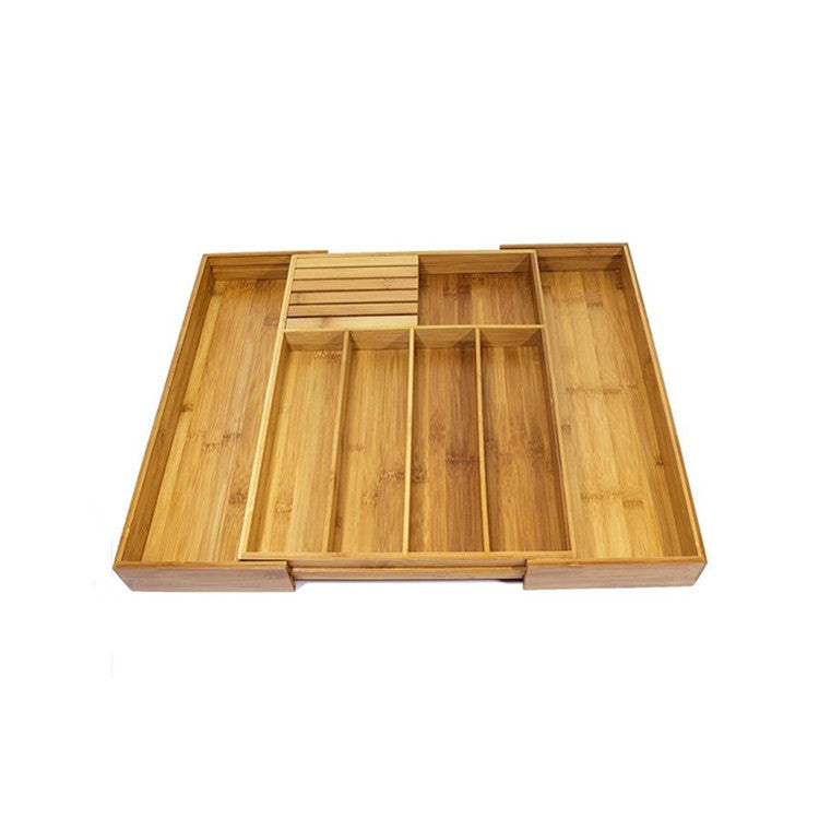 Expandable Bamboo Cutlery & Knife Drawer Tray Storage Box