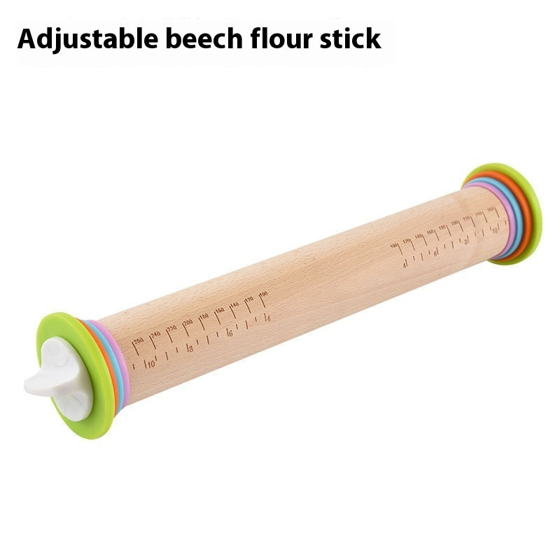 Adjustable Beech Rolling Pin for All Your Baking Needs