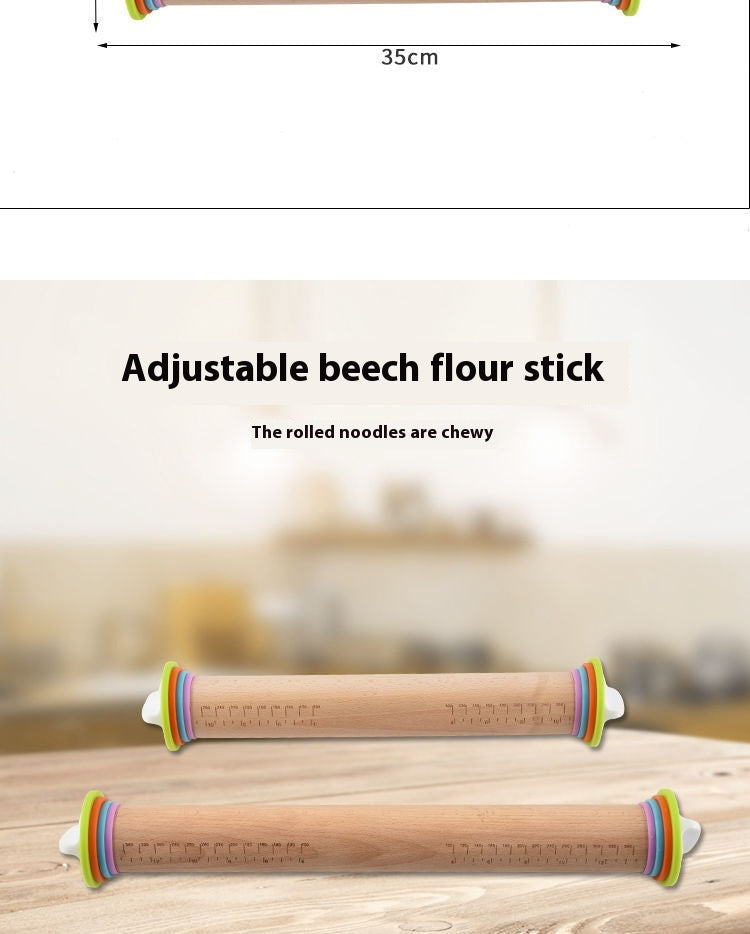 Adjustable Beech Rolling Pin for All Your Baking Needs