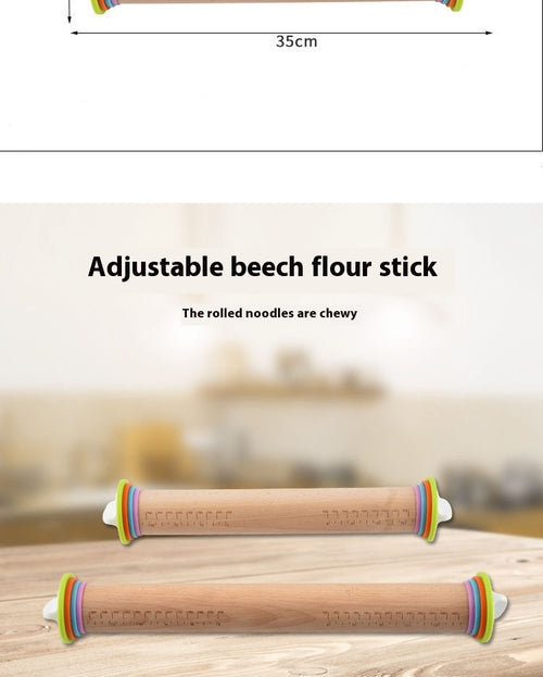 Adjustable Beech Rolling Pin for All Your Baking Needs