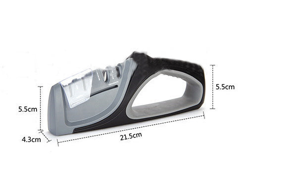 Black and gray tool with measurements on a white background